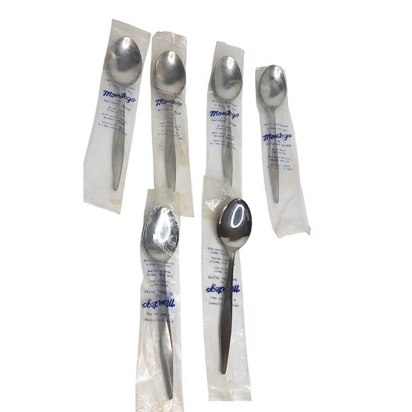 Vintage Nasco MONTEGO Stainless Soup Spoons Flatware Set Of 5 NEW - Picture 1 of 6